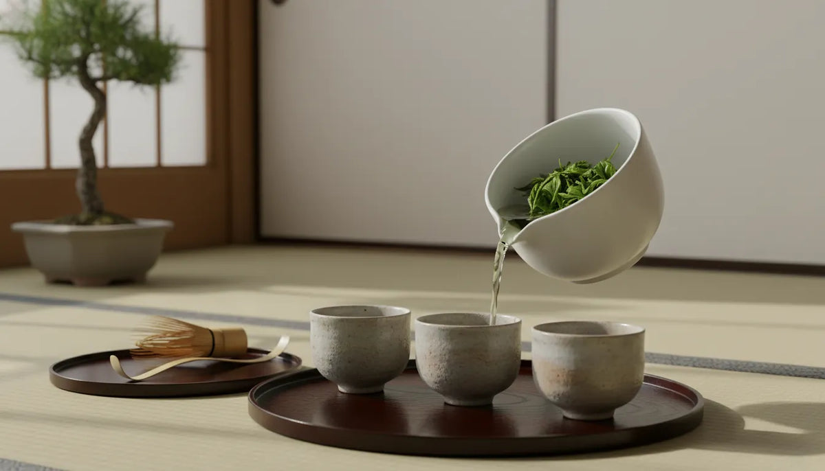 Gyokuro tea brewing in a traditional Japanese teapot