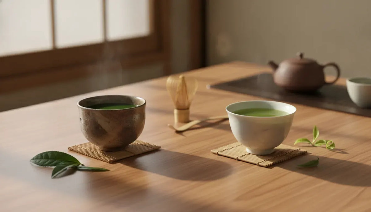Two Japanese green teas prepared side by side for a kabusecha vs sencha comparison