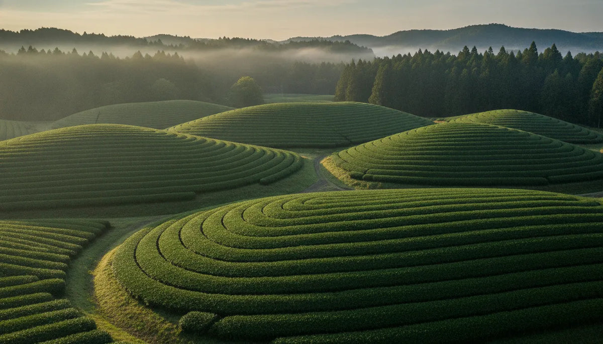 Rolling tea fields in Uji, Kyoto, one of Japan's historic tea growing regions