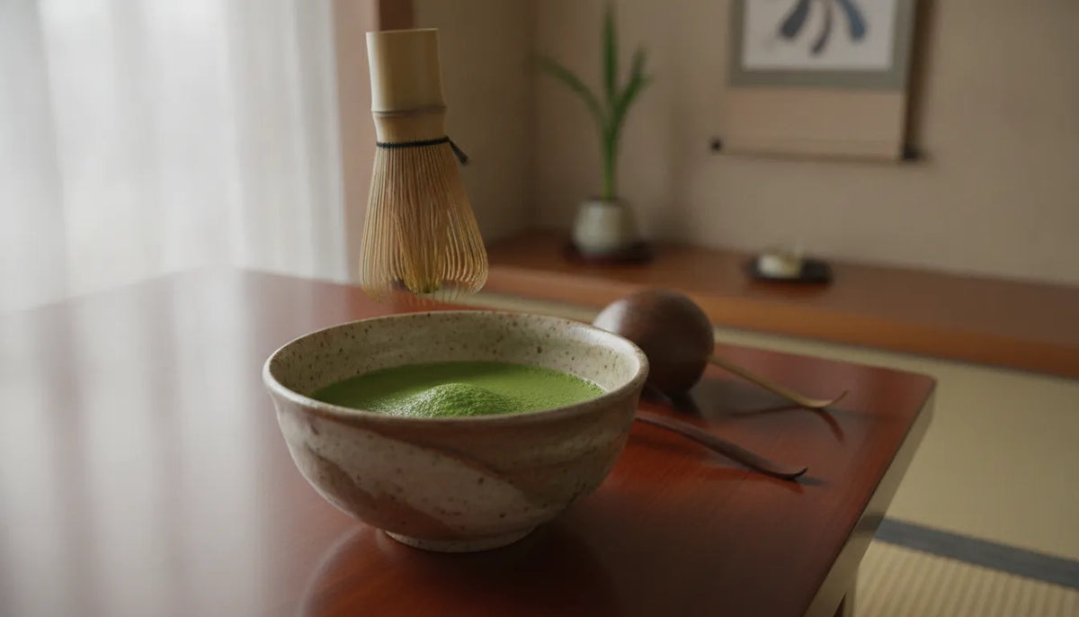 Matcha whisked smooth in a ceramic bowl