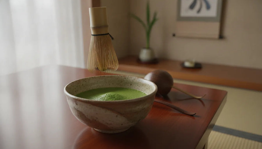 Matcha whisked smooth in a ceramic bowl
