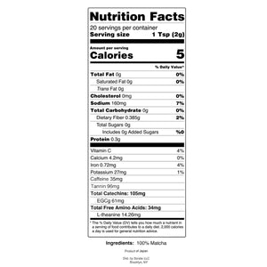 Nutritional Facts Matcha